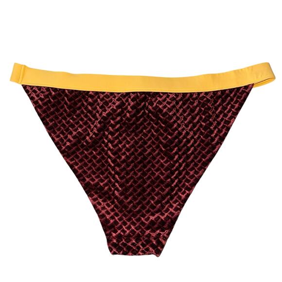 Onia Bikini Swimsuit Velvet Two Piece Laila Marigold Burgundy - Picture 5 of 11